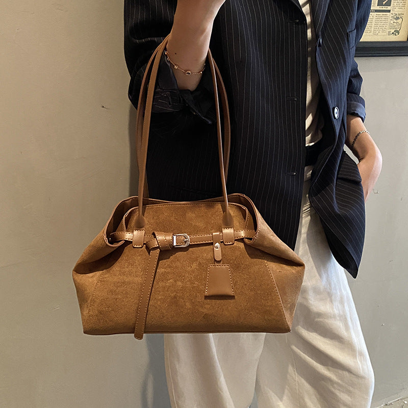 Tote bag suède givré marron