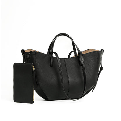 Sac dumpling cuir noir pleine fleur Opale Vogalia Paris