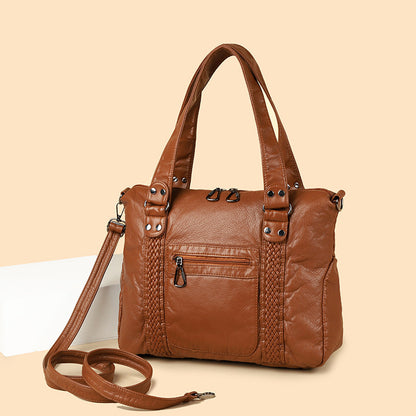 Sac Messager Rétro Femme Bandoulière Style Moto en PU