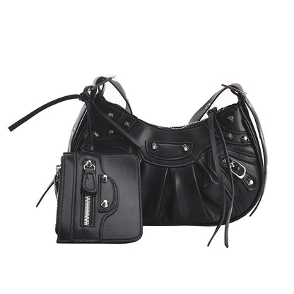 Sac croissant lune beige froissé