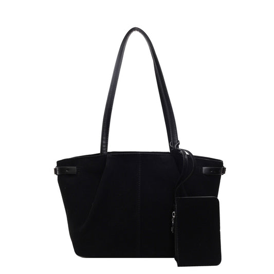 Sac épaule PU suède noir Xenia Vogalia Paris