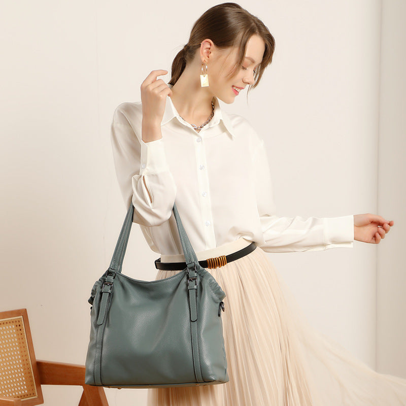 VOGALIA Sac à main femme en cuir de vache – grande capacité