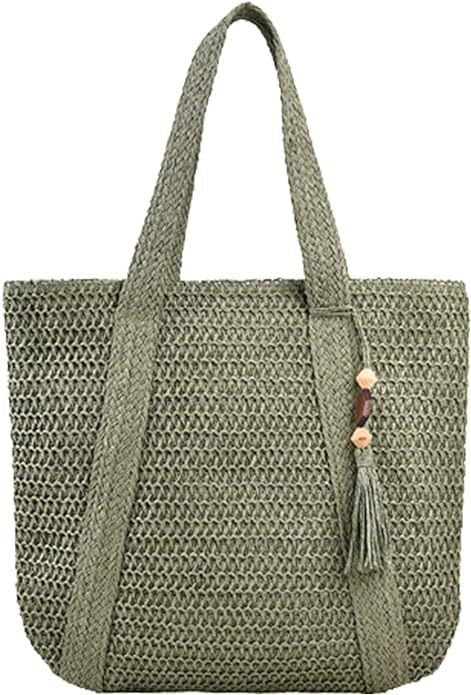 Sac paille plage blanc crème glands