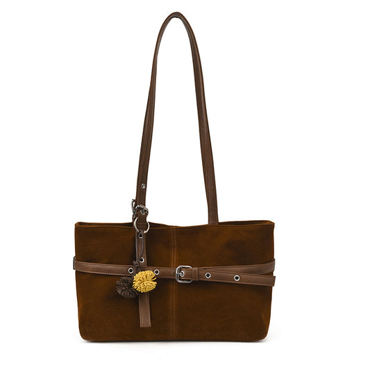 Tote commuter underarm PU noir pendentif
