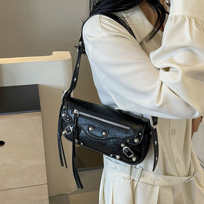Sac épaule rivets argent