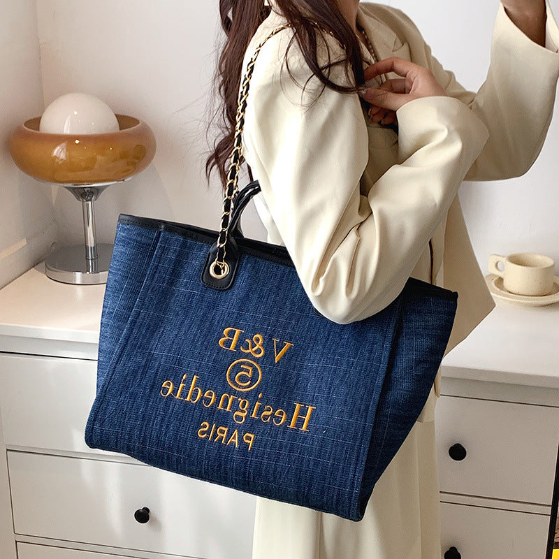 Grand sac bleu clair élégant