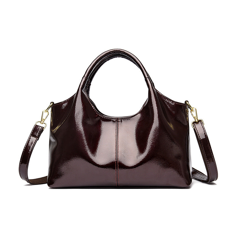 Sac commuter femme cuir brillant noir
