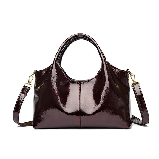 Sac commuter femme cuir brillant noir