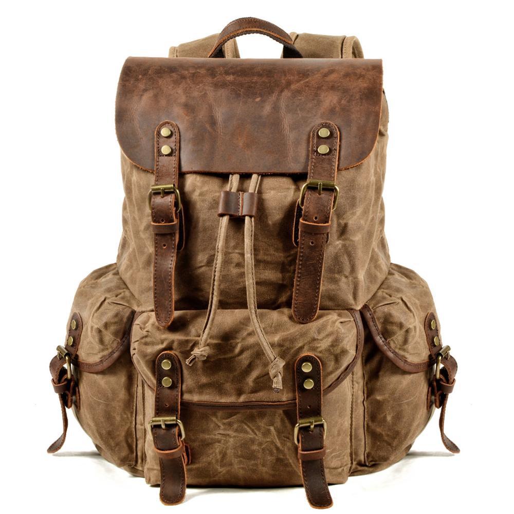 Sac dos toile vert-gris casual