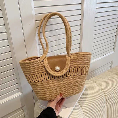 Tote Bag Corde Grande Capacité Bohème Naturel
