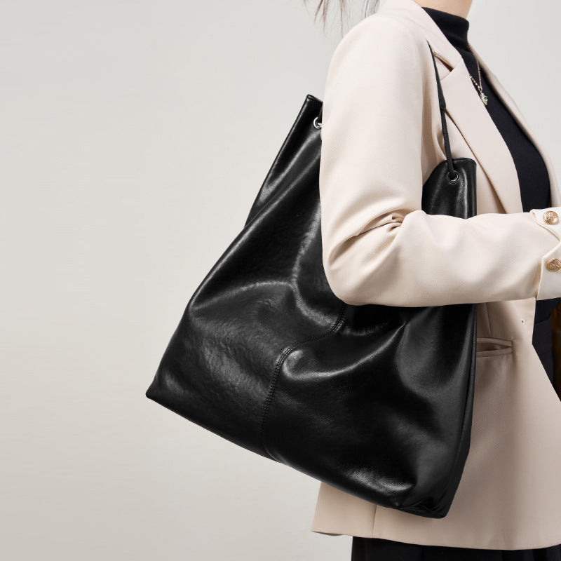 Sac Cabas Cuir Véritable Femme - Grand Sac à Main Travail