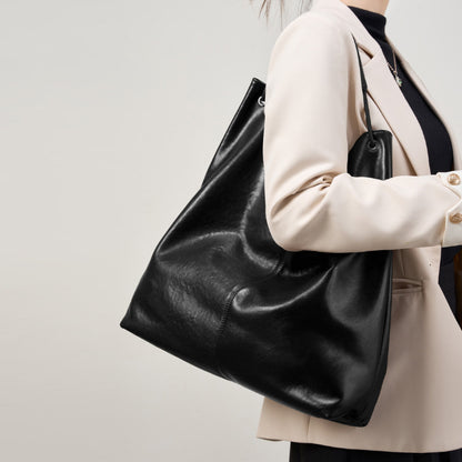 Sac Cabas Cuir Véritable Femme - Grand Sac à Main Travail
