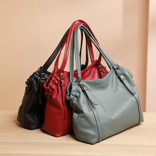 VOGALIA Women's Cowhide Handbag - Large Capacity