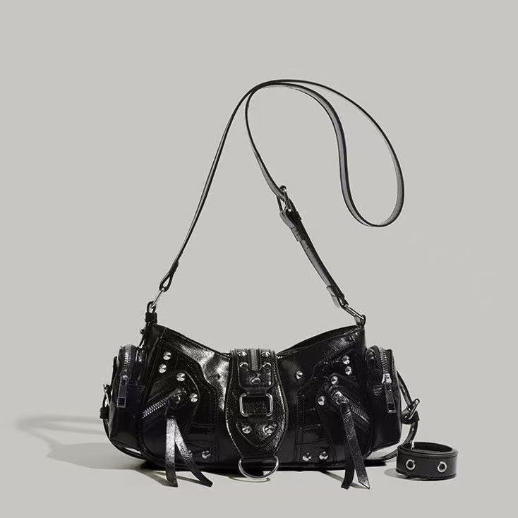 Sac biker rouge bordeaux Y2K