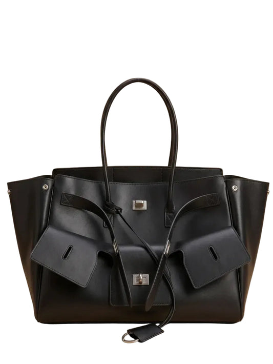 Sac Commuter Grande Capacité Style Ailes Noir Boucle Or Argent