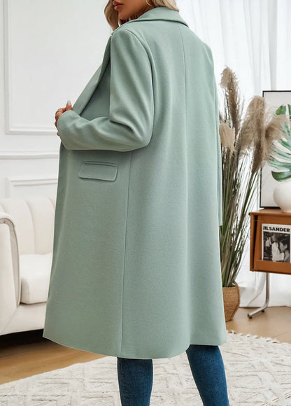 Manteau mi-long en laine mélangée pour femme - Automne et hiver