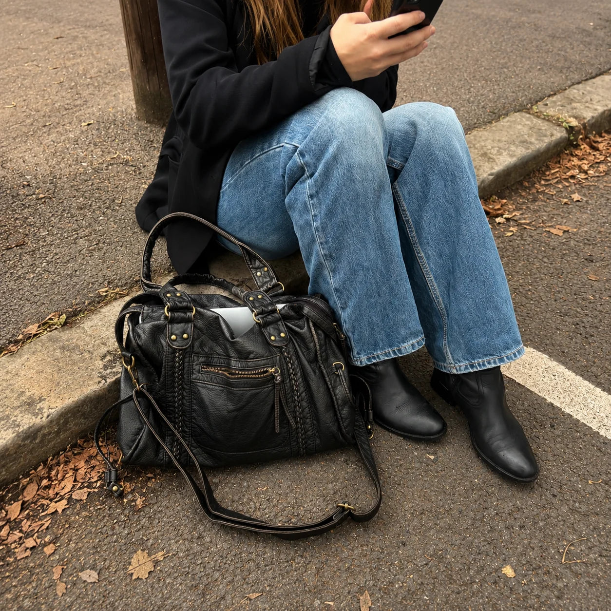 Sac Cours PU Rétro Coutures — Xenia