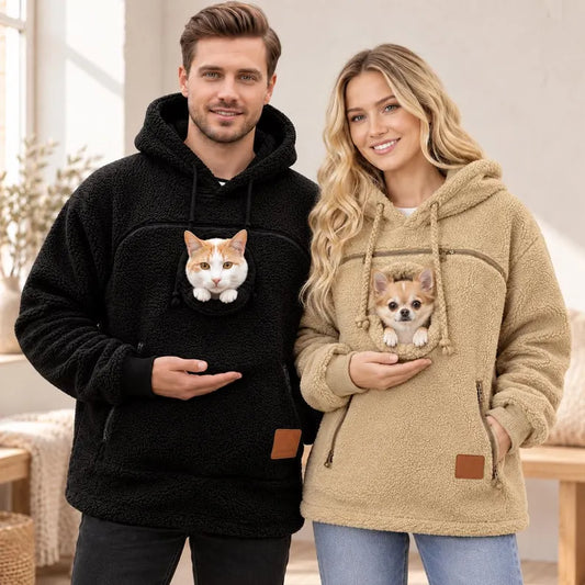 Sweat capuche poche animaux noir Faye Vogalia Paris